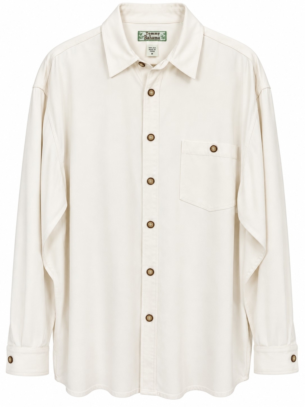 Tommy Bahama 100% Silk Men's Off-White Casual Button-Down Shirt